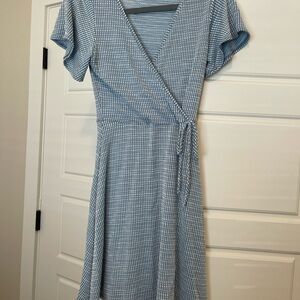 Light Blue Printed Wrap Dress